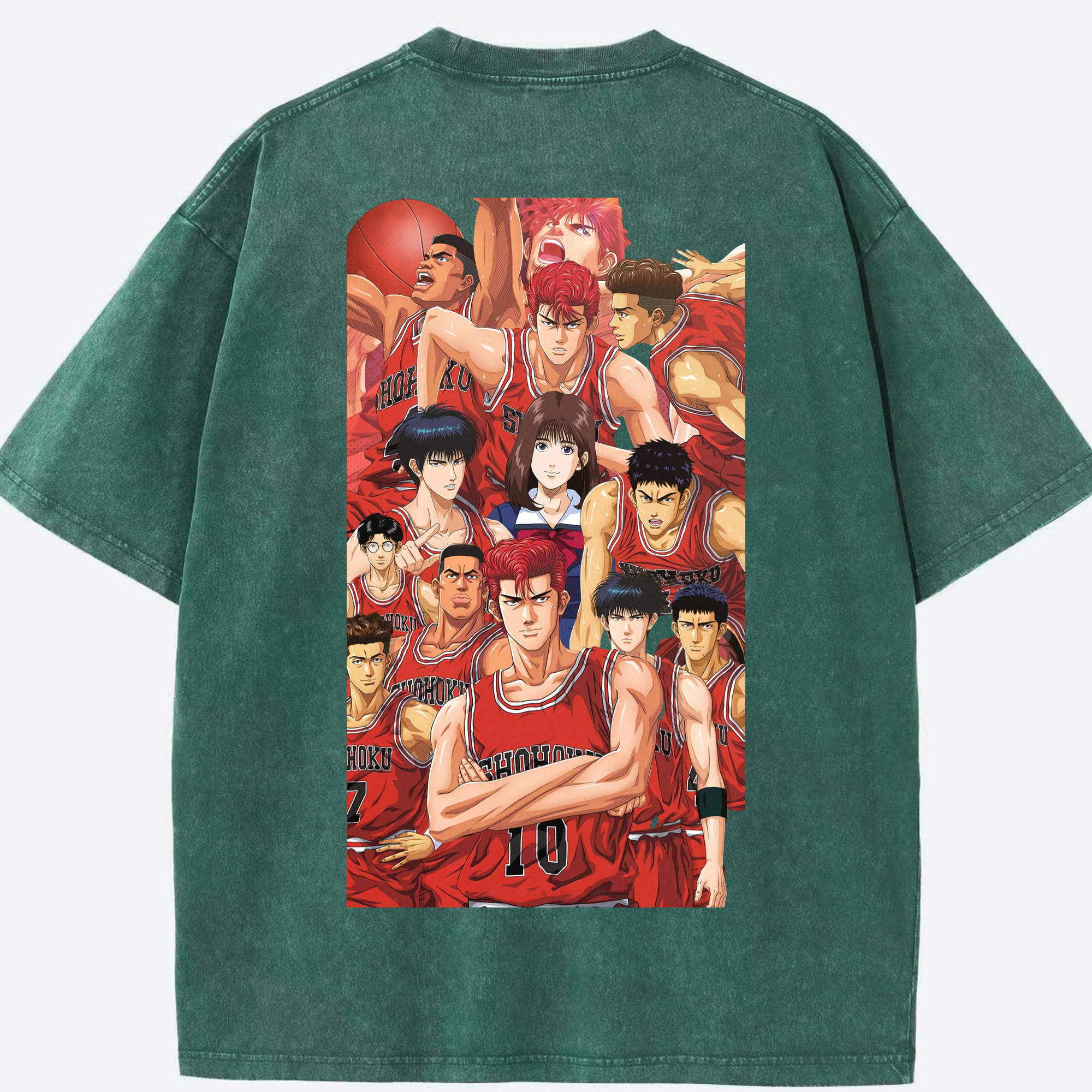 SLAM DUNK／スラムダンク 綿100% ヴィンテージ風 半袖Tシャツ（背面プリント）